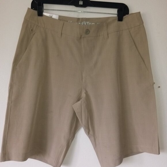 NWT HANG TEN Walking/Board Shorts Men’s Size 34 Khaki Micro Plaid - Picture 2 of 8